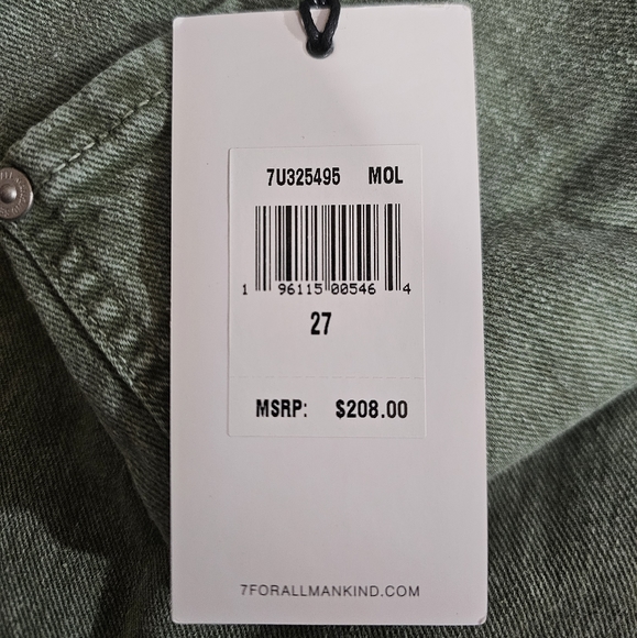 7 For All Mankind High Waist Cropped Straight Jeans NWT - Picture 10 of 11